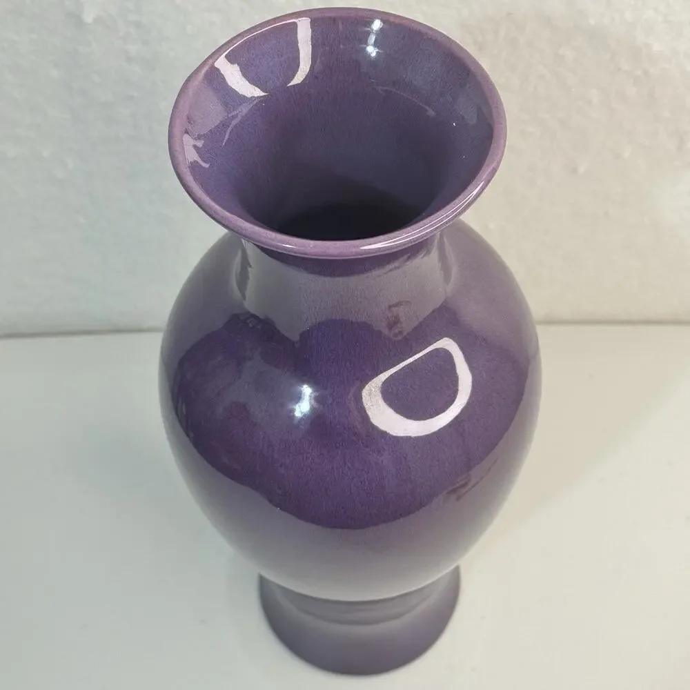 VTG Royal Haegar USA Deep Purple Eggplant Aubergine Glaze Vase Baluster 13” Tall